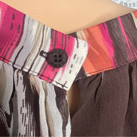 Bebe 100% silk top bling Jewel π rhinestone neckline boho ombrΓ© pattern bubble - Picture 9 of 16